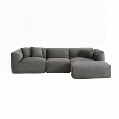 Divano a 4 posti con cuscini di seduta in pura spugna e poggiapiedi staccabile, include 3 cuscini decorativi