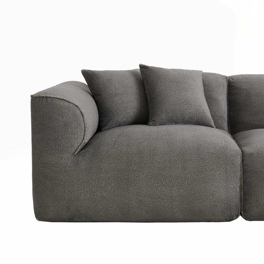 Divano a 4 posti con cuscini di seduta in pura spugna e poggiapiedi staccabile, include 3 cuscini decorativi