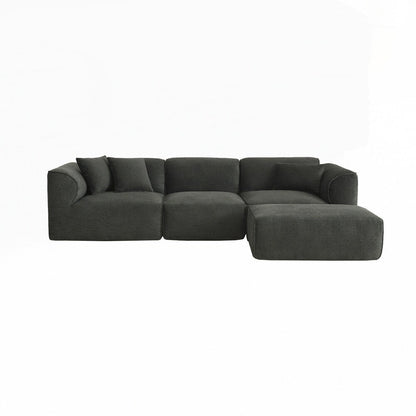 Divano a 4 posti con cuscini di seduta in pura spugna e poggiapiedi staccabile, include 3 cuscini decorativi