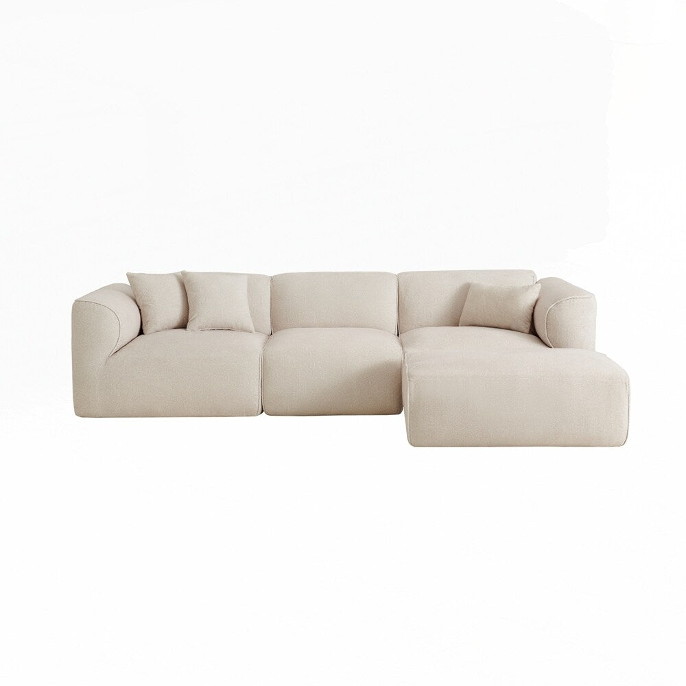 Divano a 4 posti con cuscini di seduta in pura spugna e poggiapiedi staccabile, include 3 cuscini decorativi