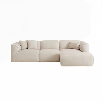 Divano a 4 posti con cuscini di seduta in pura spugna e poggiapiedi staccabile, include 3 cuscini decorativi