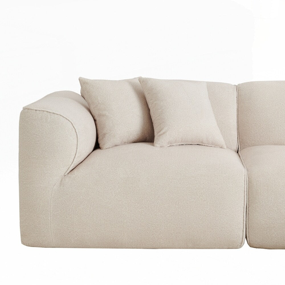 Divano a 4 posti con cuscini di seduta in pura spugna e poggiapiedi staccabile, include 3 cuscini decorativi