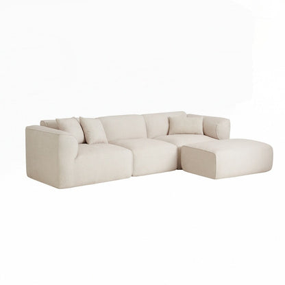 Divano a 4 posti con cuscini di seduta in pura spugna e poggiapiedi staccabile, include 3 cuscini decorativi