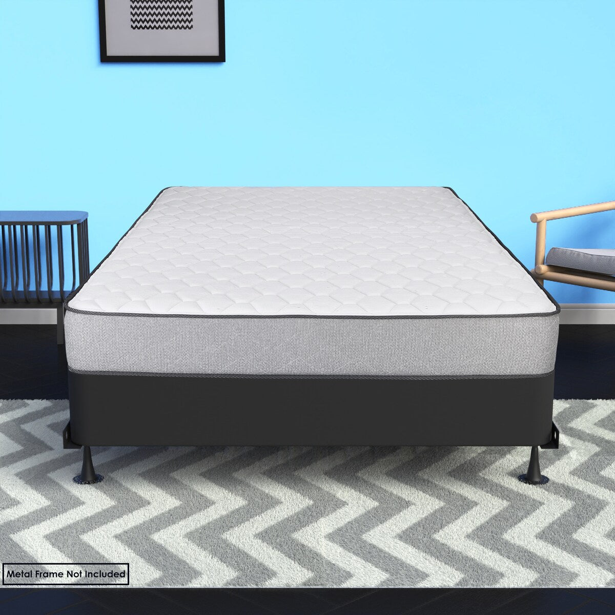 Box Spring/Base da 4,5 pollici e 8 pollici, montaggio semplice e facile, struttura in legno resistente e resistente per alleviare la pressione, nero