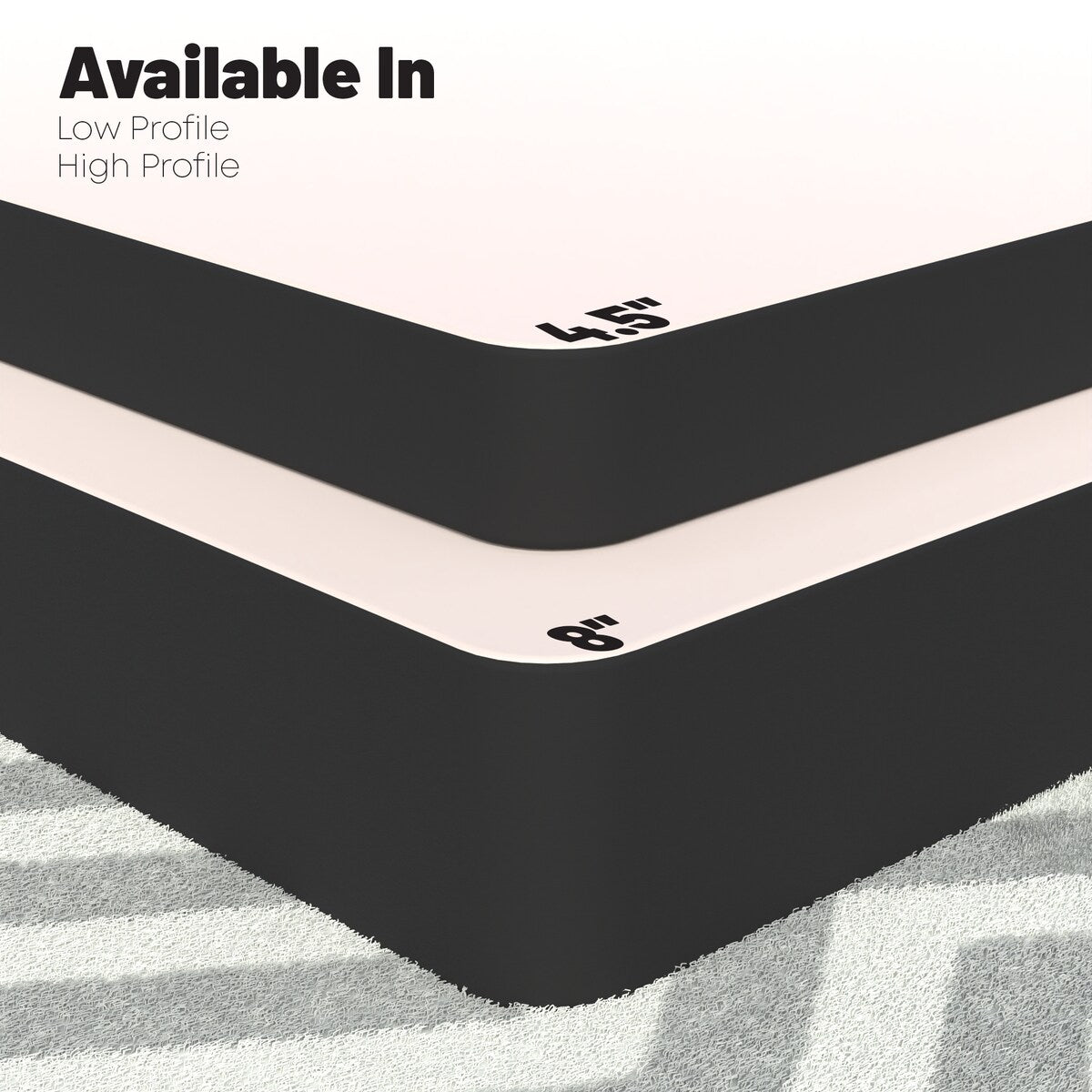 Box Spring/Base da 4,5 pollici e 8 pollici, montaggio semplice e facile, struttura in legno resistente e resistente per alleviare la pressione, nero