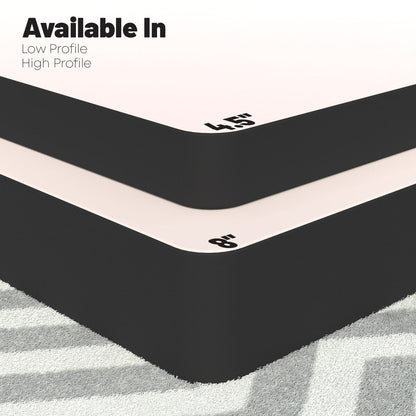 Box Spring/Base da 4,5 pollici e 8 pollici, montaggio semplice e facile, struttura in legno resistente e resistente per alleviare la pressione, nero