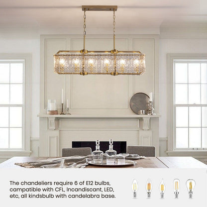 Lampadari di cristallo moderni lineari da 40 pollici Lampadario rettangolare in ottone dorato a 16 luci per sala da pranzo, soggiorno, isola della cucina