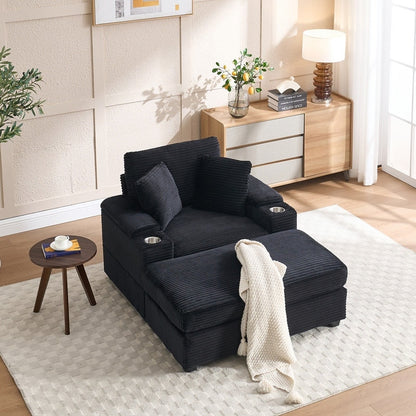 42.12 Divano imbottito in velluto a coste + pouf