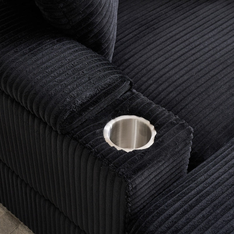 42.12 Divano imbottito in velluto a coste + pouf