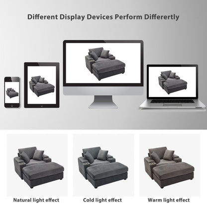 42.12 Divano imbottito in velluto a coste + pouf