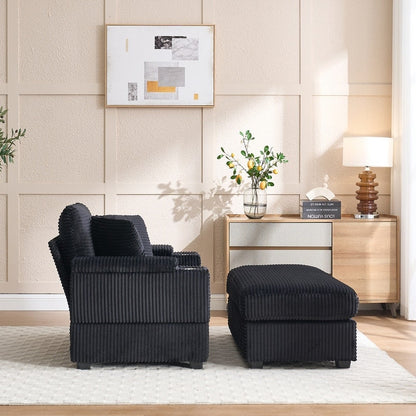 42.12 Divano imbottito in velluto a coste + pouf