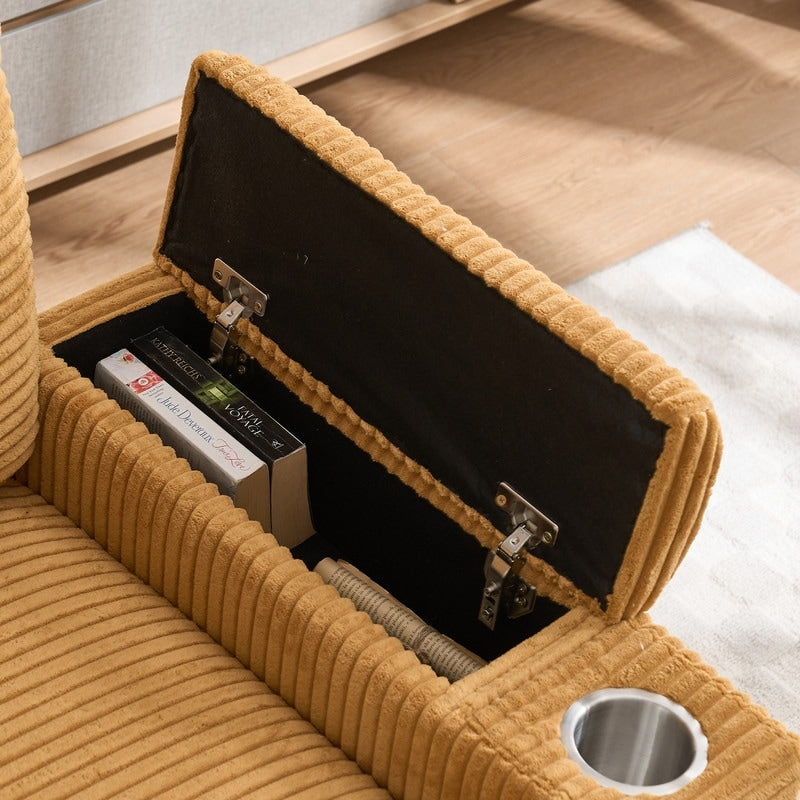 42.12 Divano imbottito in velluto a coste + pouf