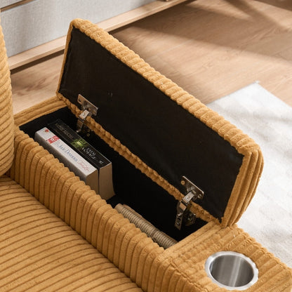 42.12 Divano imbottito in velluto a coste + pouf