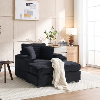 42.12 Divano imbottito in velluto a coste + pouf