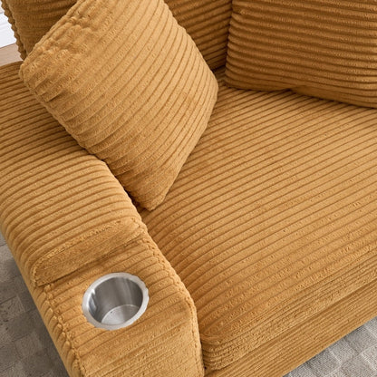 42.12 Divano imbottito in velluto a coste + pouf