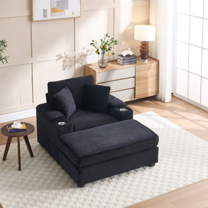 42.12 Divano imbottito in velluto a coste + pouf