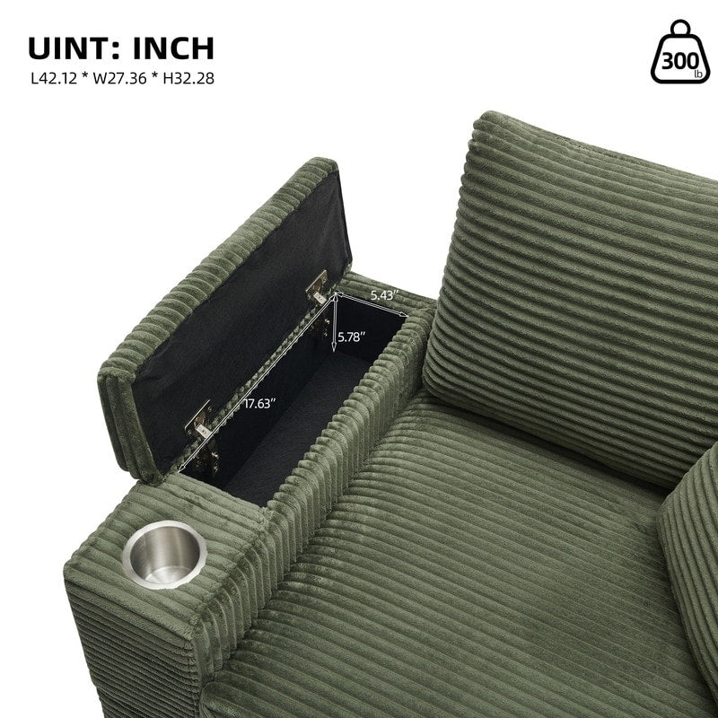 42.12 Divano imbottito in velluto a coste + pouf