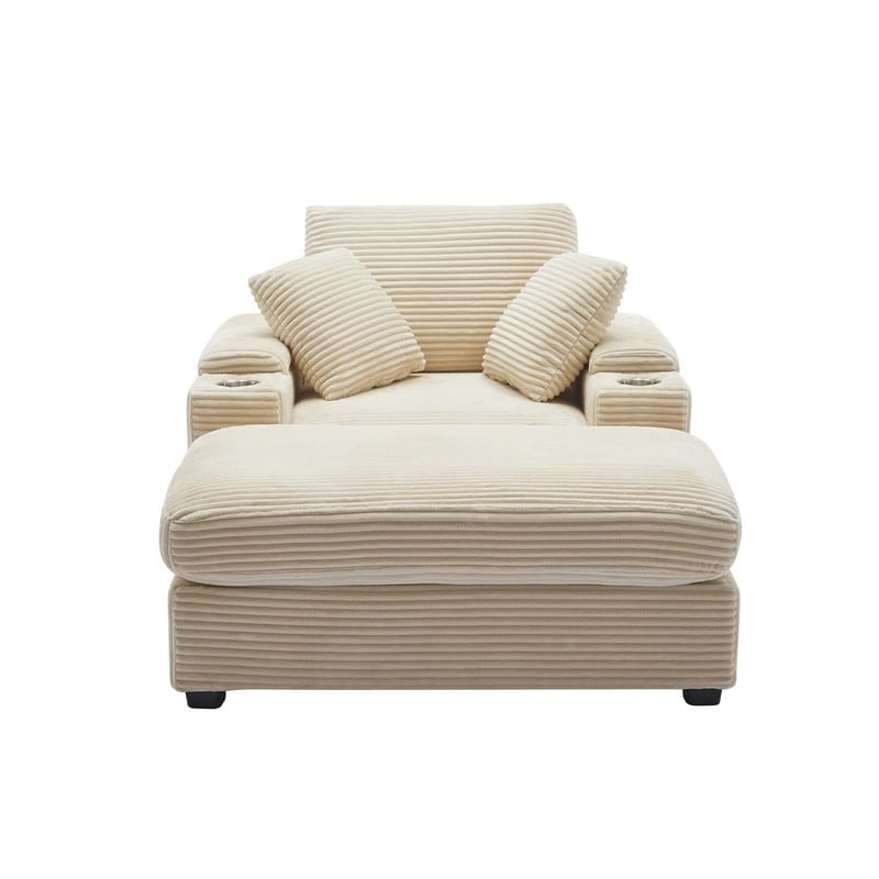 42.12 Divano imbottito in velluto a coste + pouf