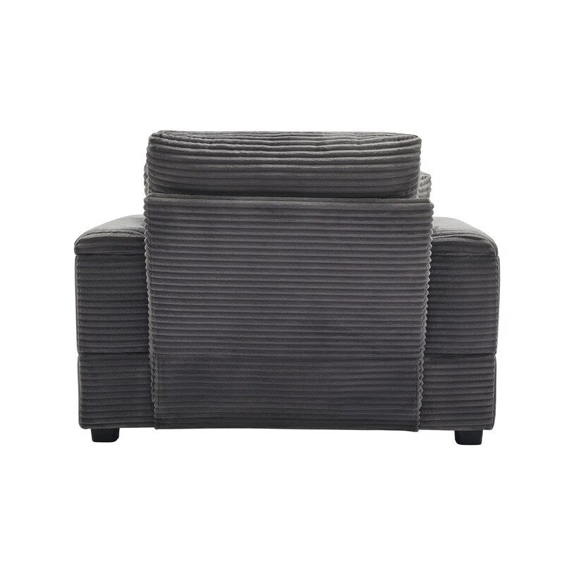 42.12 Divano imbottito in velluto a coste + pouf