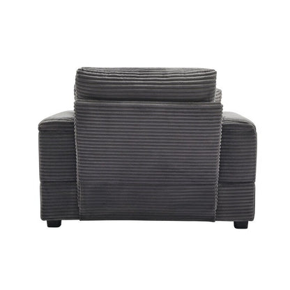 42.12 Divano imbottito in velluto a coste + pouf