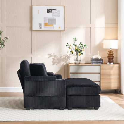 42.12 Divano imbottito in velluto a coste + pouf