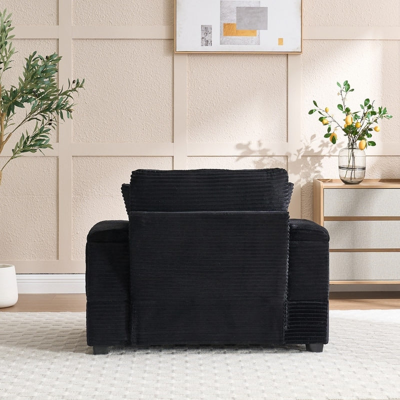 42.12 Divano imbottito in velluto a coste + pouf