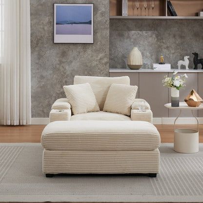 42.12 Divano imbottito in velluto a coste + pouf