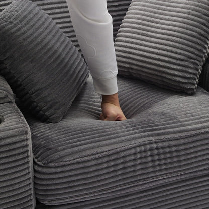 42.12 Divano imbottito in velluto a coste + pouf