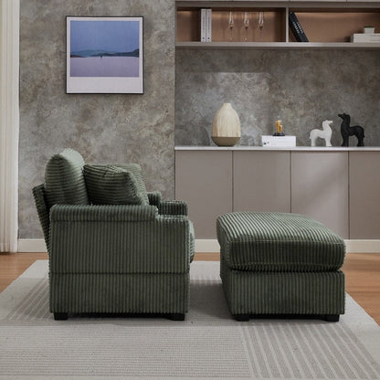 42.12 Divano imbottito in velluto a coste + pouf