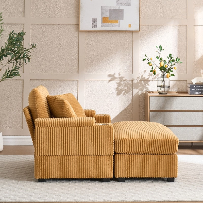 42.12 Divano imbottito in velluto a coste + pouf