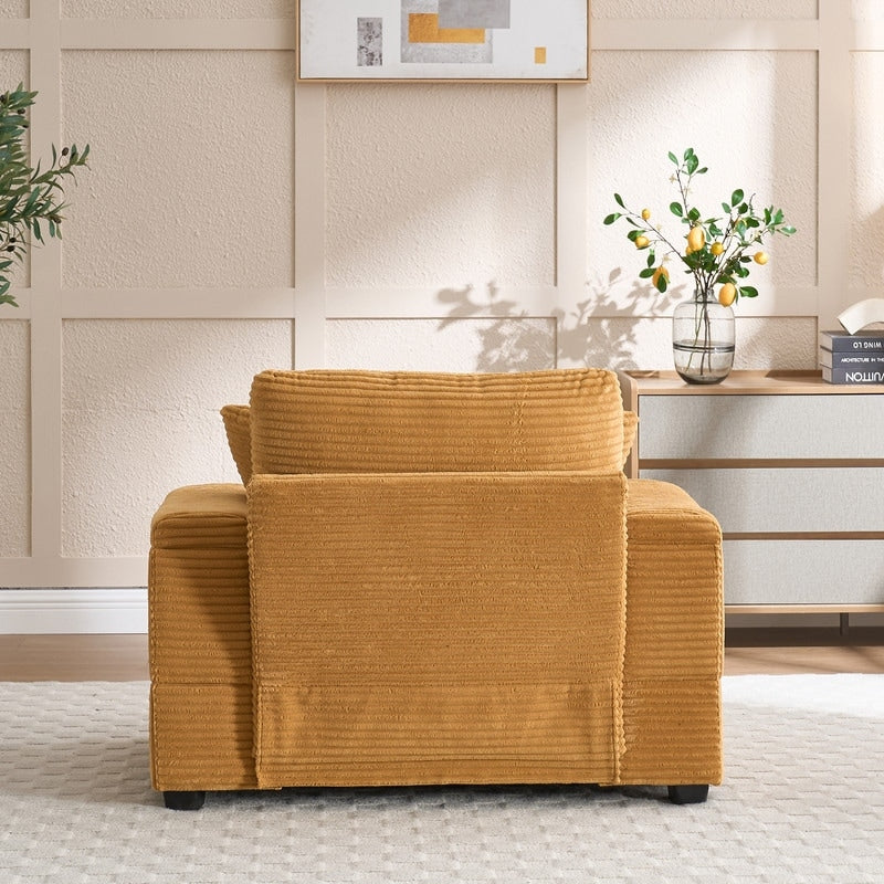 42.12 Divano imbottito in velluto a coste + pouf