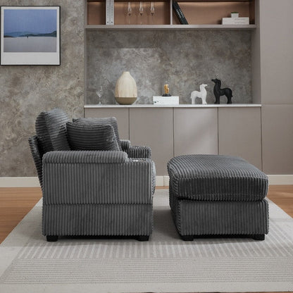 42.12 Divano imbottito in velluto a coste + pouf