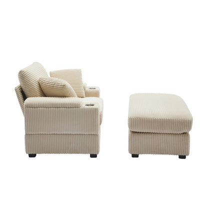 42.12 Divano imbottito in velluto a coste + pouf