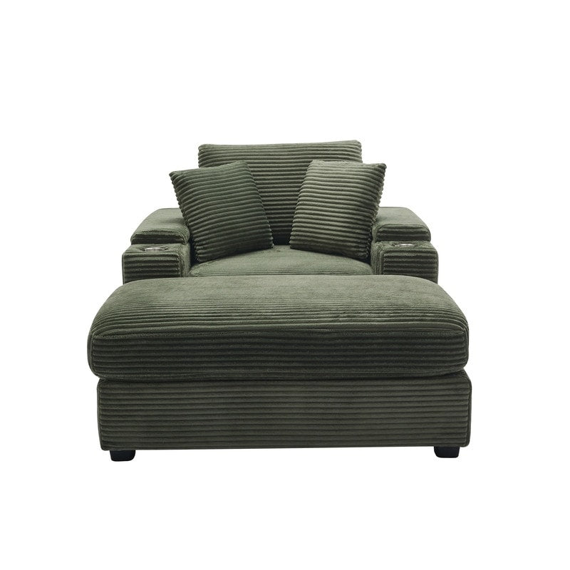 42.12 Divano imbottito in velluto a coste + pouf