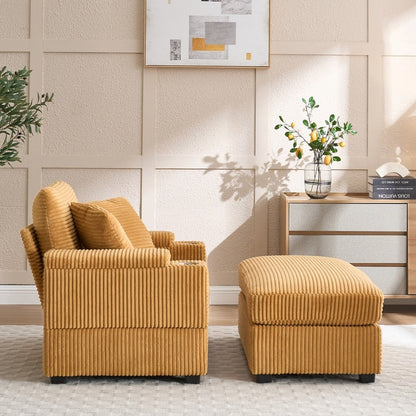 42.12 Divano imbottito in velluto a coste + pouf