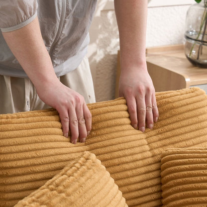 42.12 Divano imbottito in velluto a coste + pouf