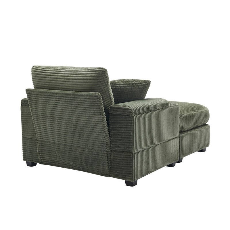 42.12 Divano imbottito in velluto a coste + pouf