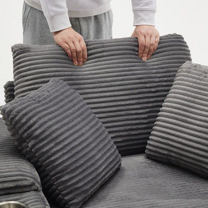 42.12 Divano imbottito in velluto a coste + pouf