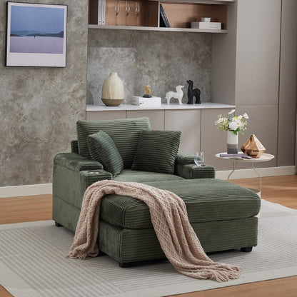 42.12 Divano imbottito in velluto a coste + pouf