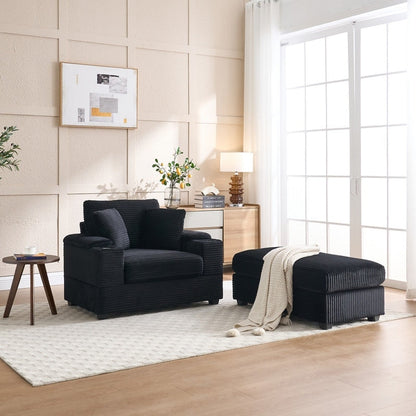 42.12 Divano imbottito in velluto a coste + pouf