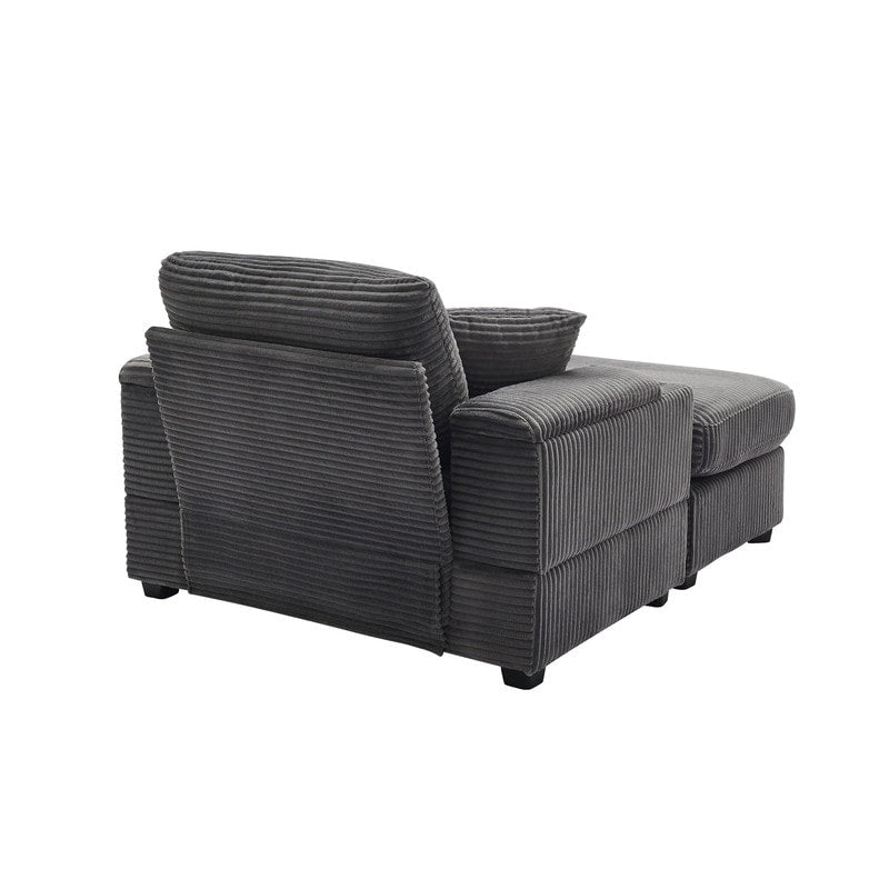 42.12 Divano imbottito in velluto a coste + pouf