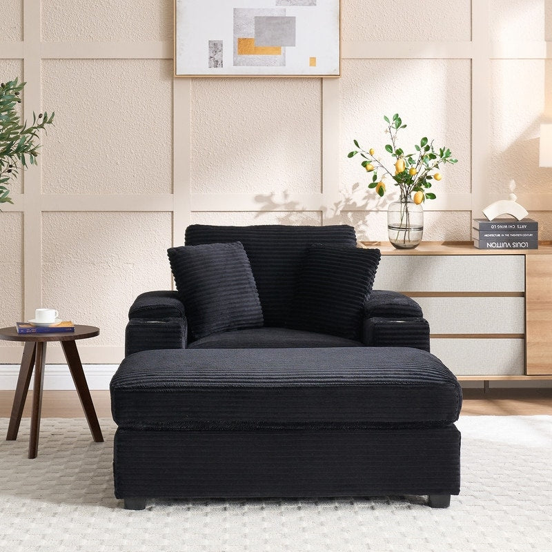 42.12 Divano imbottito in velluto a coste + pouf