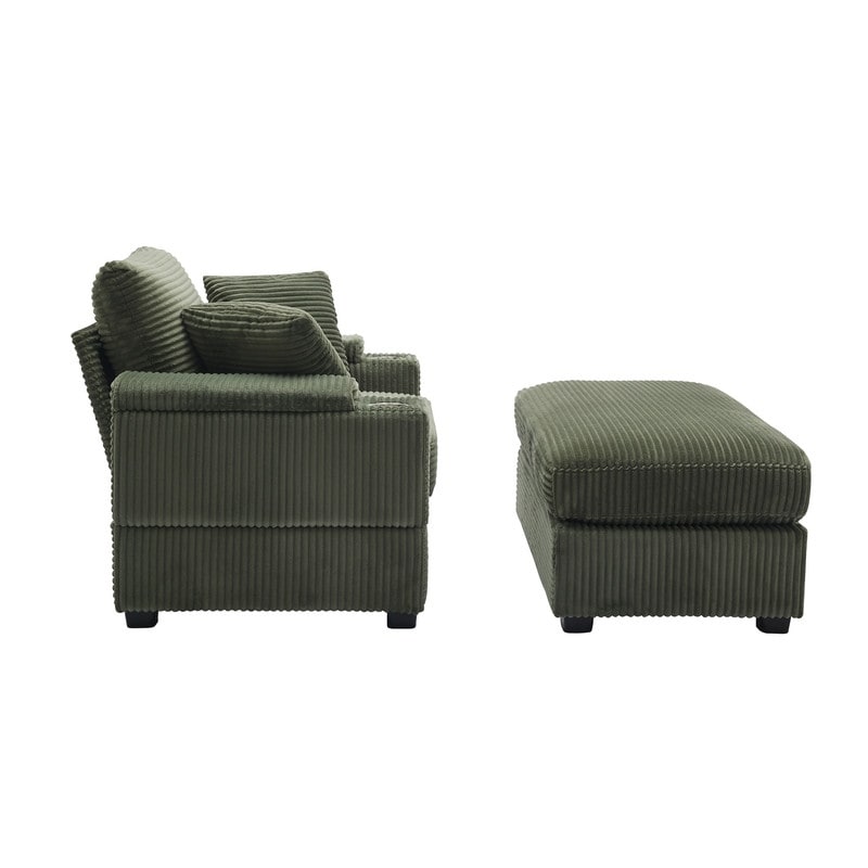 42.12 Divano imbottito in velluto a coste + pouf