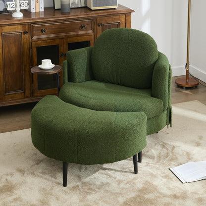 Poltrona singola da 42,5 con poggiapiedi mobile a forma di mezzaluna