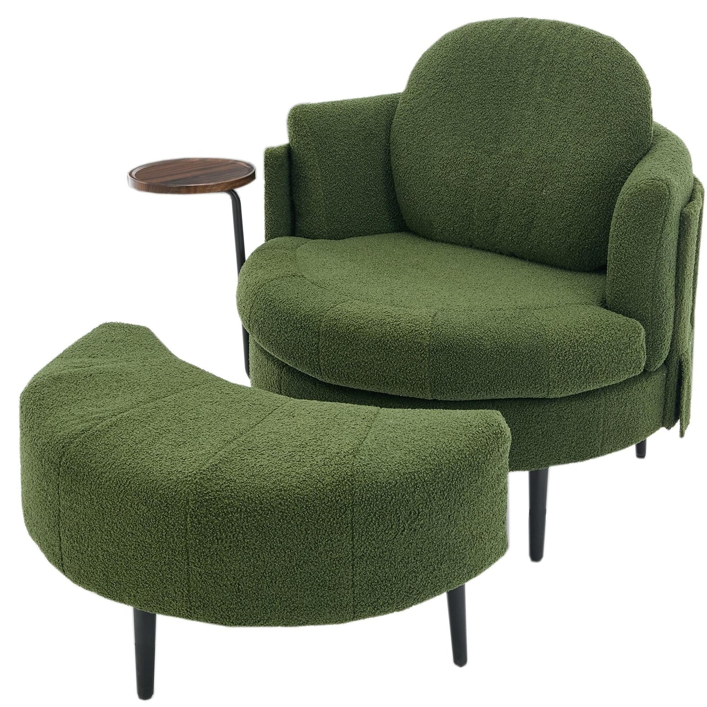 Poltrona singola da 42,5 con poggiapiedi mobile a forma di mezzaluna