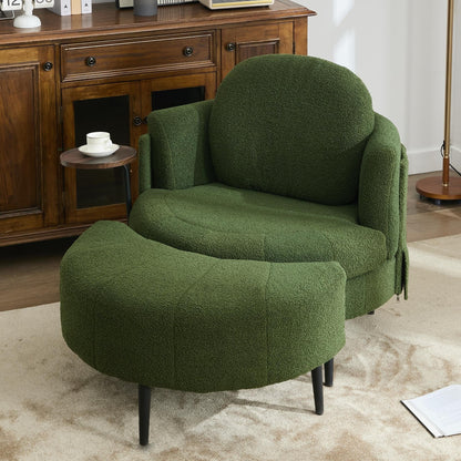 Poltrona singola da 42,5 con poggiapiedi mobile a forma di mezzaluna