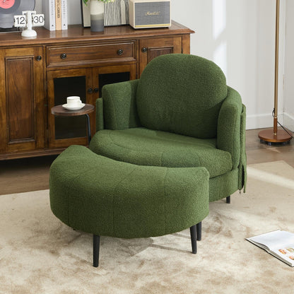 Poltrona singola da 42,5 con poggiapiedi mobile a forma di mezzaluna