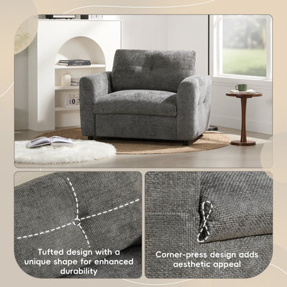 Divano singolo 42*33, poltrona con seduta ampia, caricabatterie a doppia porta, design con tirante e trapuntato, schiuma ad alta densità