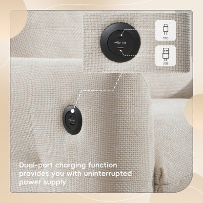 Poltrona con seduta larga 42 pollici, caricabatterie a doppia porta e design con tirante imbottito di Harper&amp;Bright Designs