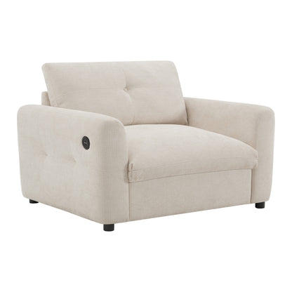 Poltrona con seduta larga 42 pollici, caricabatterie a doppia porta e design con tirante imbottito di Harper&amp;Bright Designs